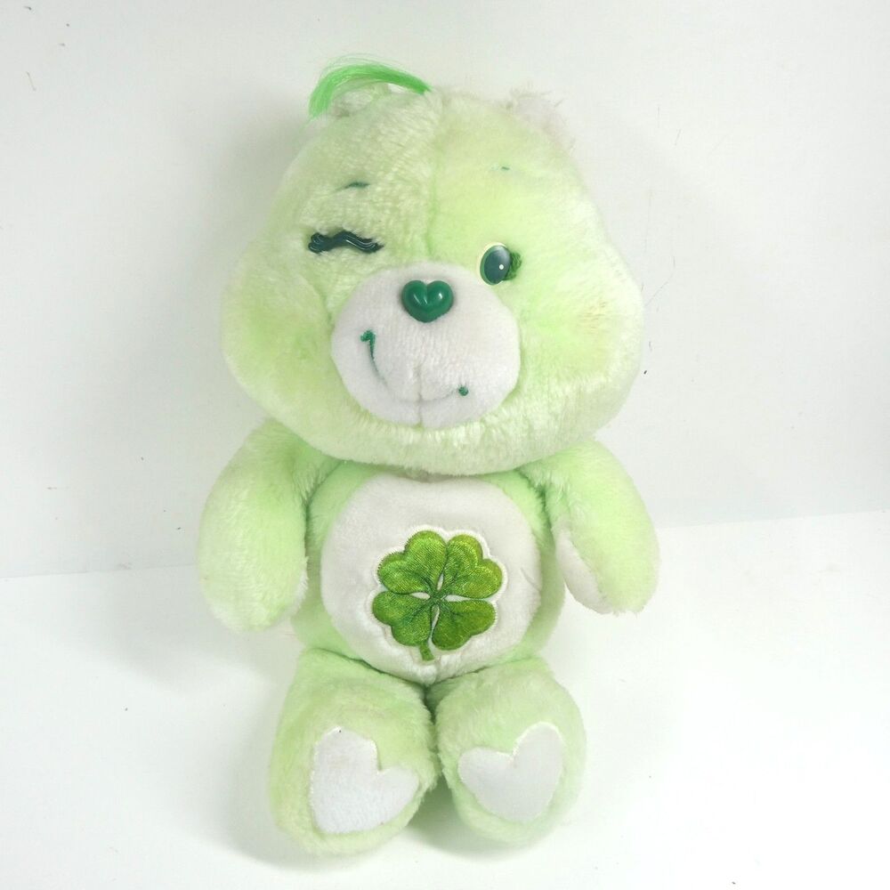 Good Luck Bear - Care Bears Plush Vintage 1980s 15" 4 Leaf Clover Green